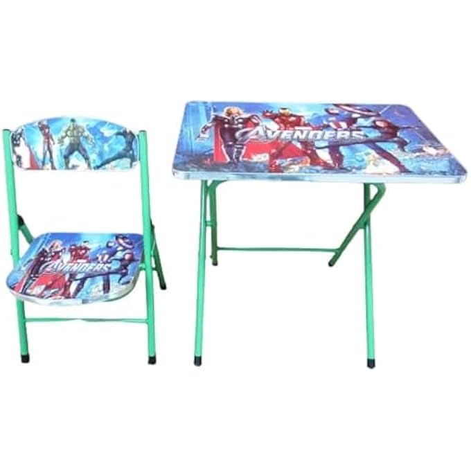 VENICE ITALY KIDS TABLE AND CHAIR SET METAL DESK CHAIR | FOLDING EDUCATIONAL TABLE CHAIR | TABLE CHAIR SET FOR GROWING KIDS | JUNIORS STUDY TABLE SET- AVENGERS